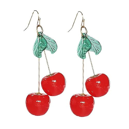 3D Cherry Dangle Earrings vivid Fruit Sweet Jewelry for Women-Red 2 | Amazon (US)