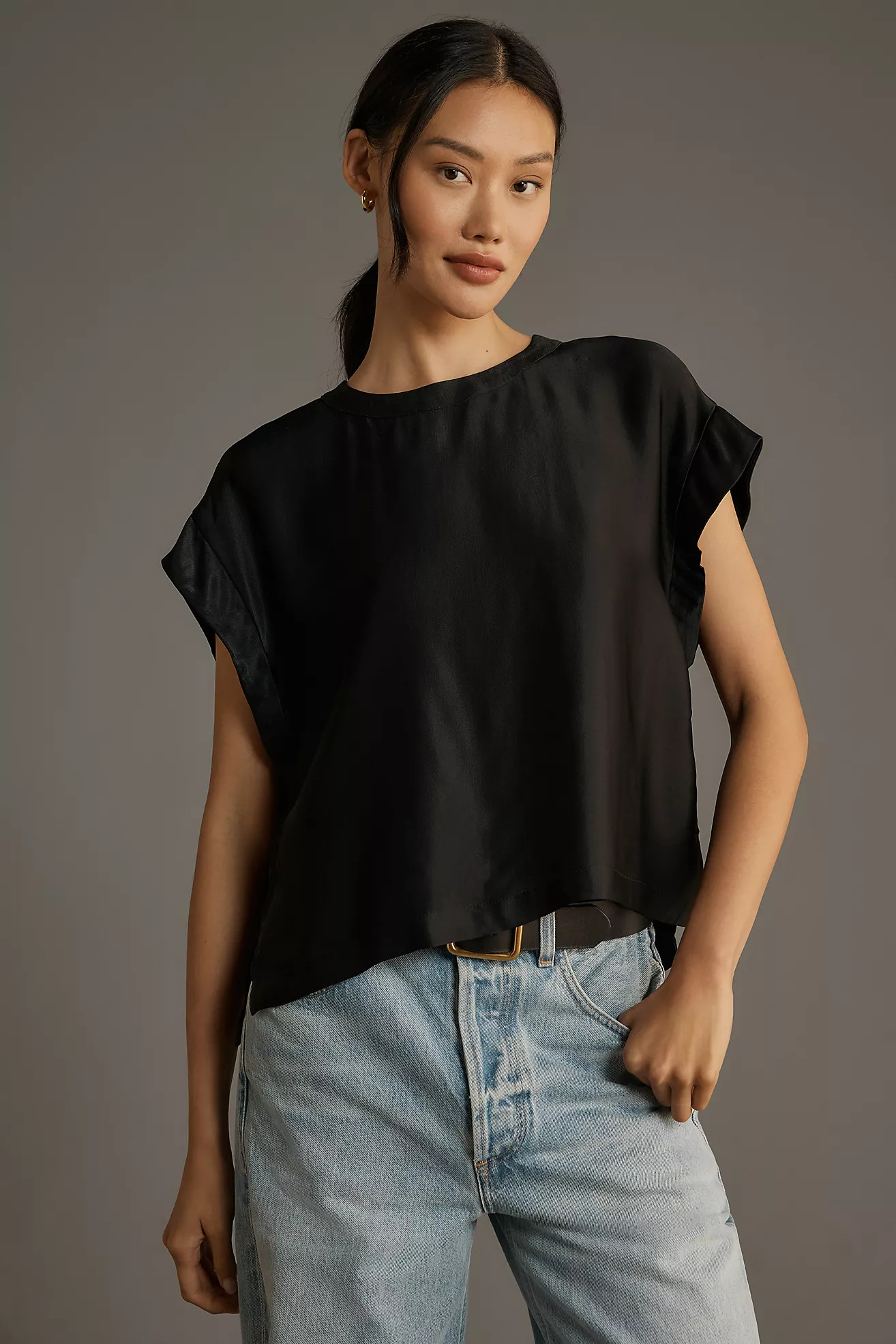 Maeve Batwing Button-Back Tee | Anthropologie (US)
