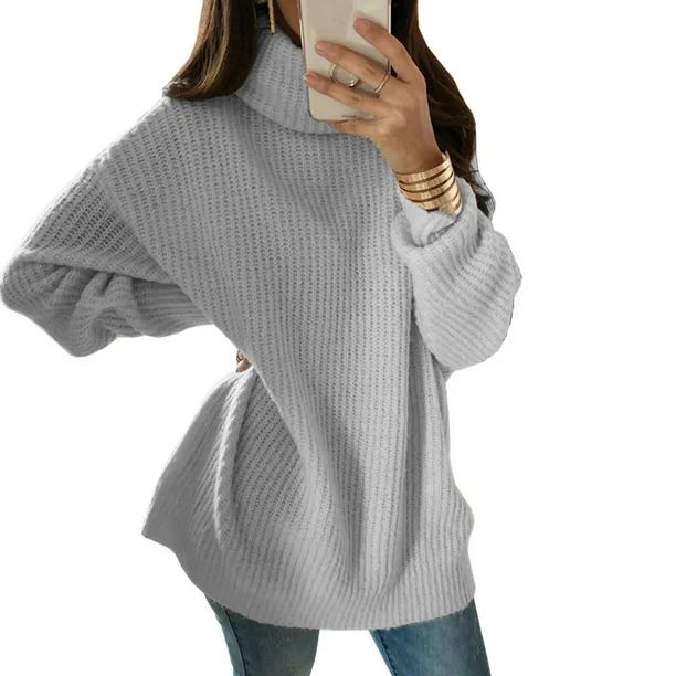 Lovaru Women Long Sleeve Turtleneck Knitted Oversized Sweaters | Walmart (US)