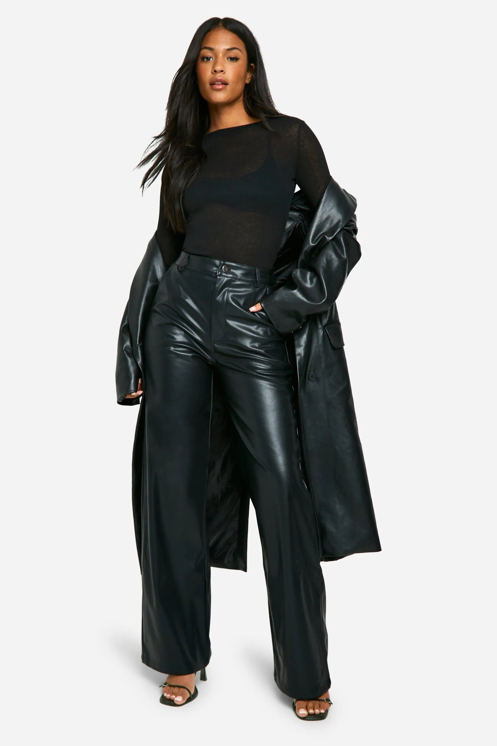 Tall Wide Leg Faux Leather Trouser | Boohoo.com (UK & IE)