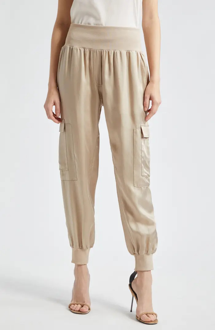 Cinq à Sept Giles Cupro Crop Cargo Joggers | Nordstrom | Nordstrom