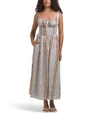 Embroidered Midi Dress With Tie Detail | TJ Maxx