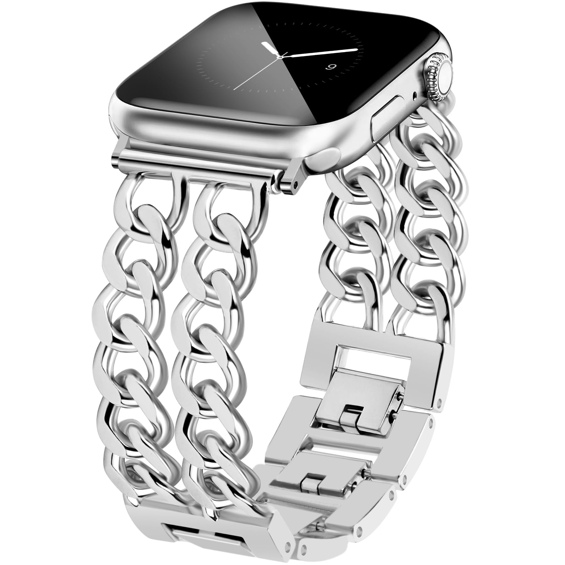 JR.DM Silver Watch Bands for Women Compatible with Apple Watch Band 38mm 40mm 41mm 42mm (S10) Adj... | Amazon (US)