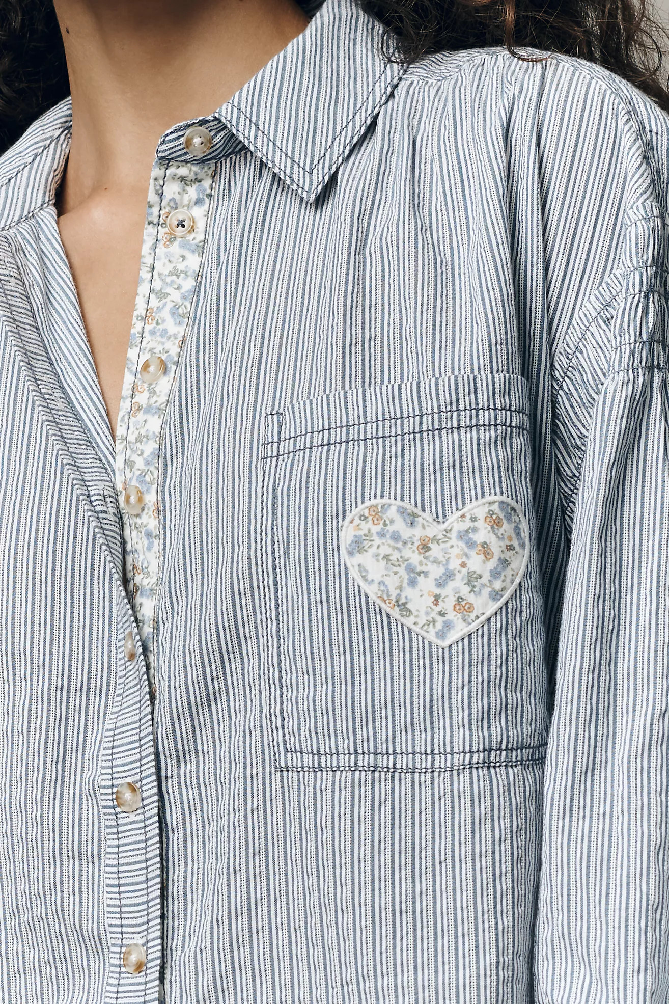 Pilcro Mix-Print Long-Sleeve Buttondown Shirt | Anthropologie (US)