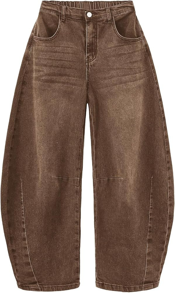 EXLURA Womens Barrel Jeans Wide Leg Y2K Boyfriend Denim Pants Hip Hop Vintage Baggy Jeans Cotton ... | Amazon (US)