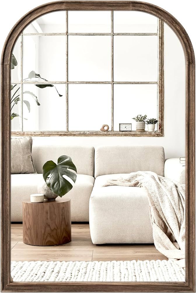 24"x36" Solid Wood Bathroom Mirror Tempered Glass for Wall Mounted, Rustic Wood Frame Wall Mirror... | Amazon (US)