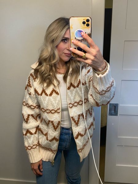 The cutest, comfiest and most stylish sweater. Definitely keeping me warm in this cold weather on our ski trip 🫶🏻 sorry about my obnoxious phone cord 😂

#LTKover40 #LTKSeasonal #LTKMostLoved