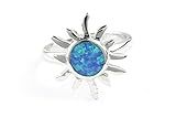 Solar Opal Ring, Sterling Silver Sun Ring, 925, Lab Opal, Blue Opal, Boho Ring, Gypsy, Festival Jewe | Amazon (US)
