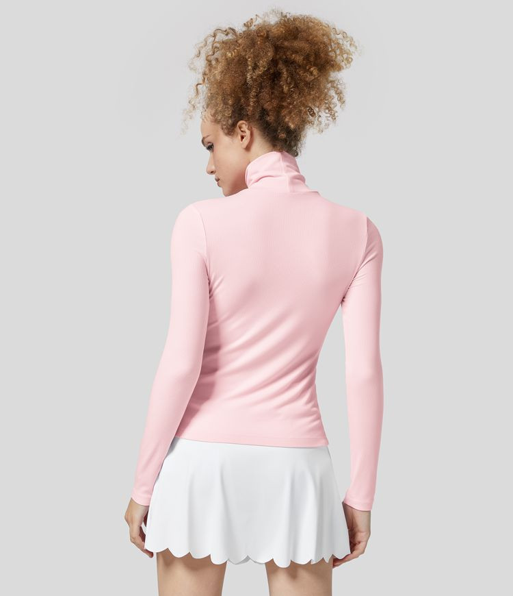 Women’s Ribbed Knit High Collar Long Sleeve Casual Top - Halara | HALARA