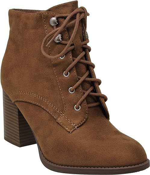 Shoes Womens Stylish Soda Comfortable Lace Up Block Chuny Heel | Amazon (US)