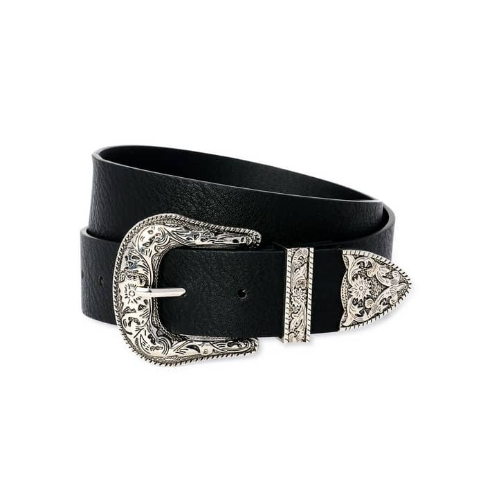 No Boundaries Women's Decorative Buckle Belt, Black | Walmart (US)