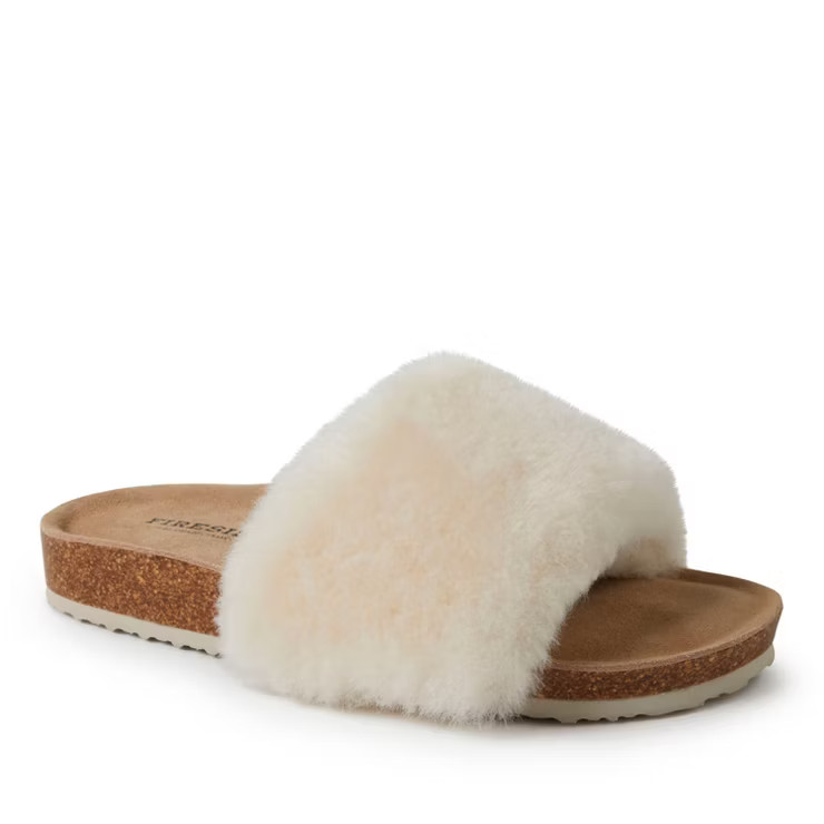 Dearfoams Womens Canberra Genuine Shearling Footbed Slide | Target