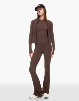 Bershka Flared pants in technical fabric in brown | ASOS (Global)