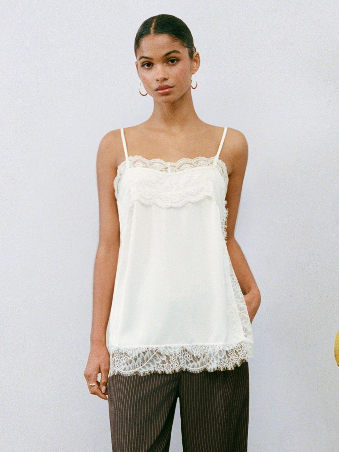 Square Neck Lace Trim Oversized Cami Top | Cider
