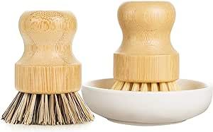 GREENTH PRO Palm Pot Dish Brush- Eco Friendly Bamboo 2 Packs Mini Durable Scrub for Kitchen Clean... | Amazon (US)