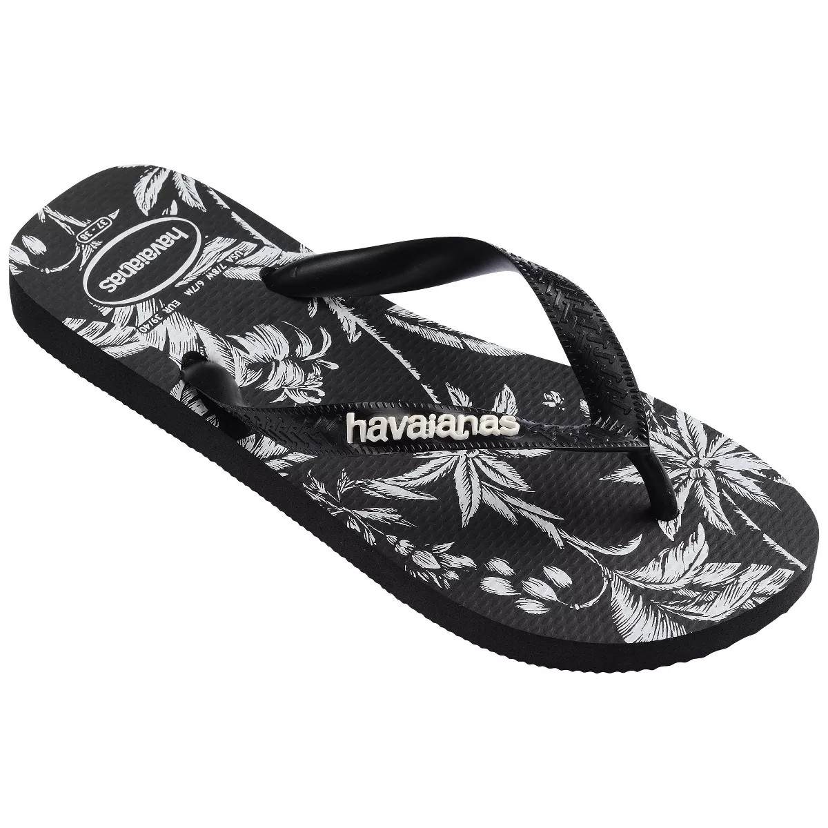 Havaianas Women's Logo Flip Sandals - Black/White Print 9-10 | Target