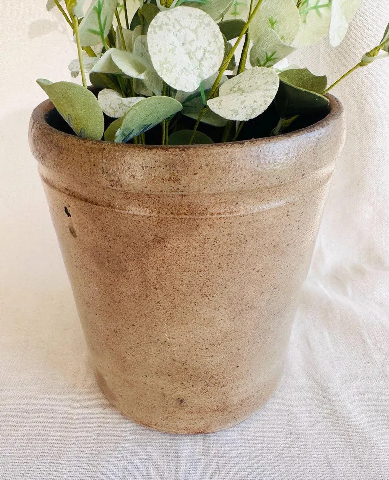 Antique Stoneware Crock } Vintage Crock Storage Container Jar } Brown and Beige Color } Pottery C... | Etsy (US)