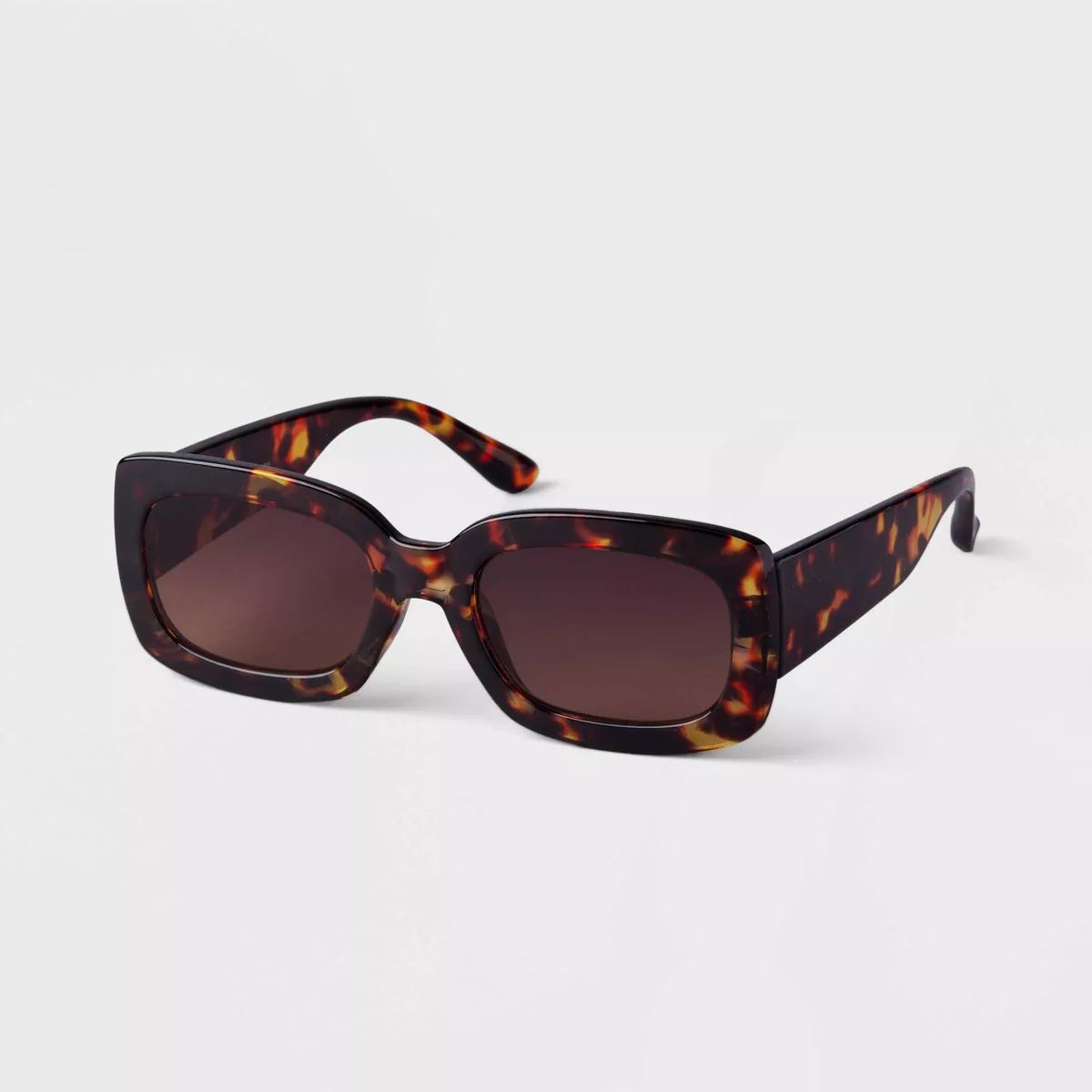 Women's Plastic Tortoise Shell Rectangle Sunglasses - A New Day™ Brown | Target