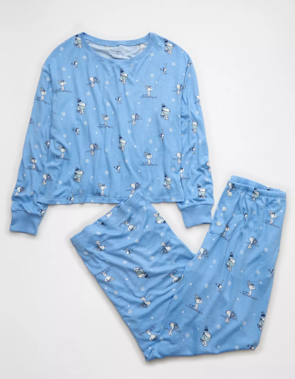AE Luxe Plush Snoopy Long-Sleeve & Pant PJ Set | American Eagle Outfitters (US & CA)