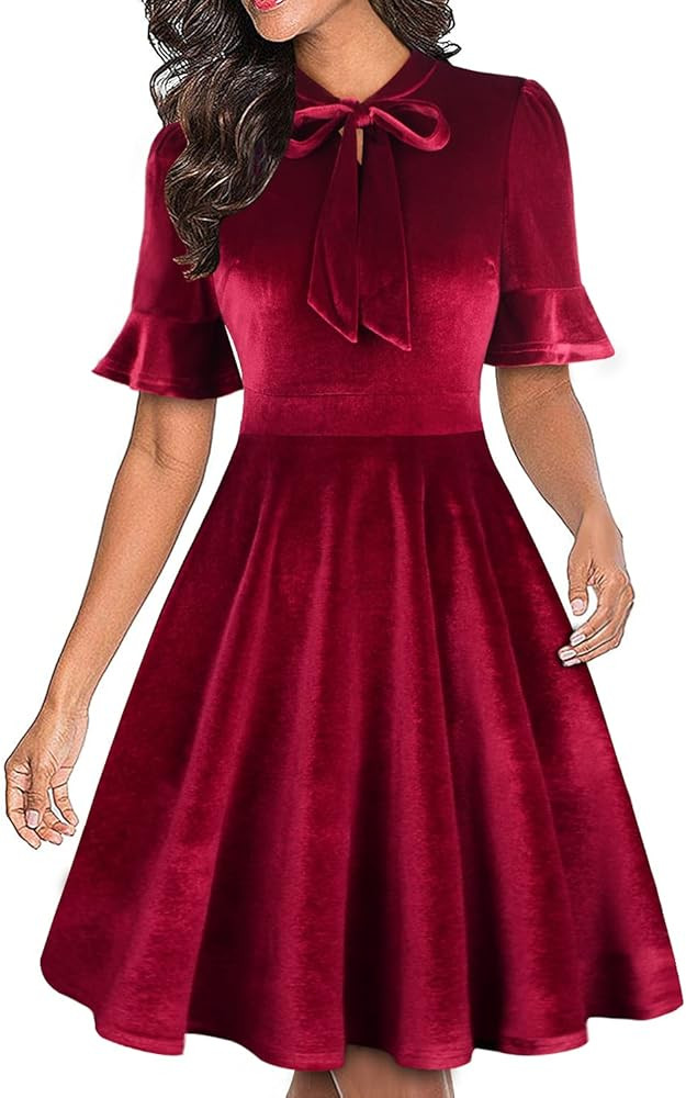 Women Summer Floral Ruffle Sleeve Wear to Work Church Wedding Guest Party Dresses | Amazon (US)