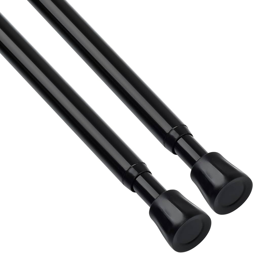 TYRON 2Pcs Spring Tension Curtain Rod 28 to 40 Inch, Black, Adjustable Small Tension Rods, Window... | Amazon (US)