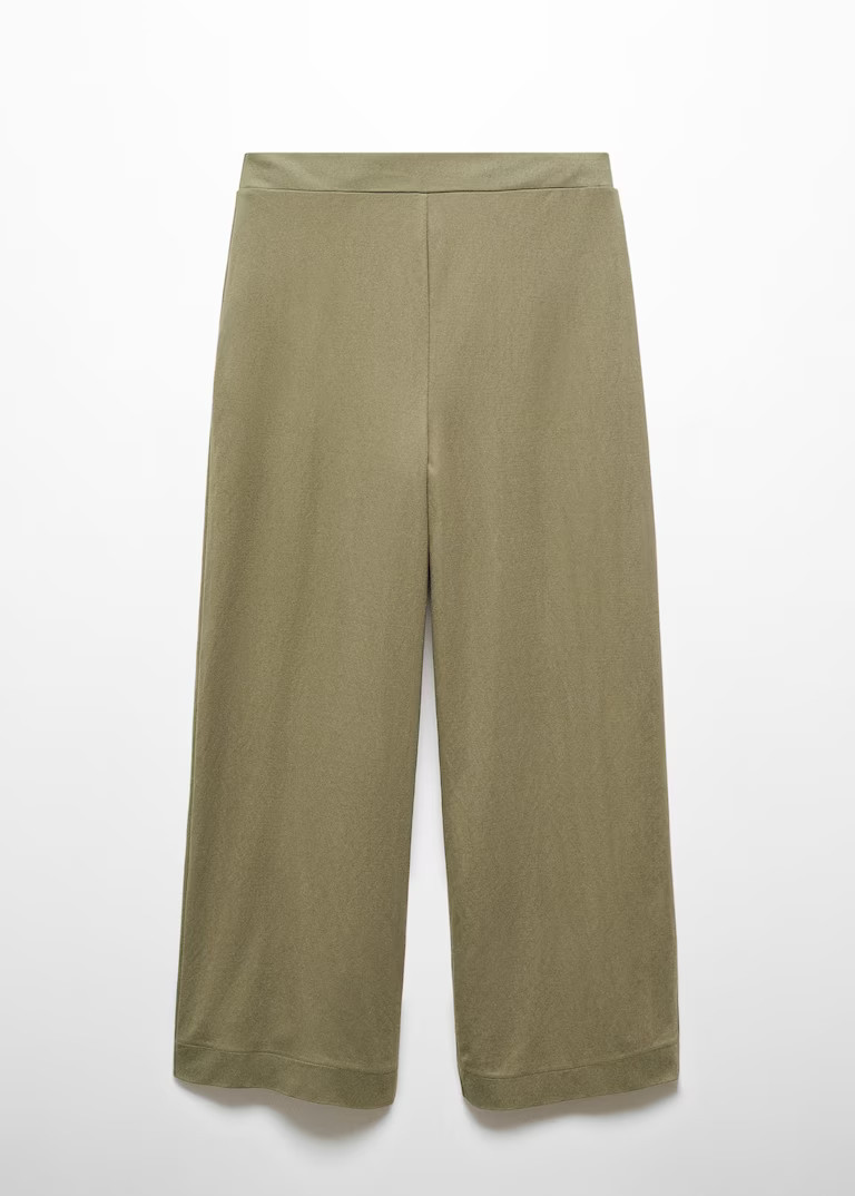 Pantaloni crop vita elasticizzata -  Donna | Mango Italia | Mango IT