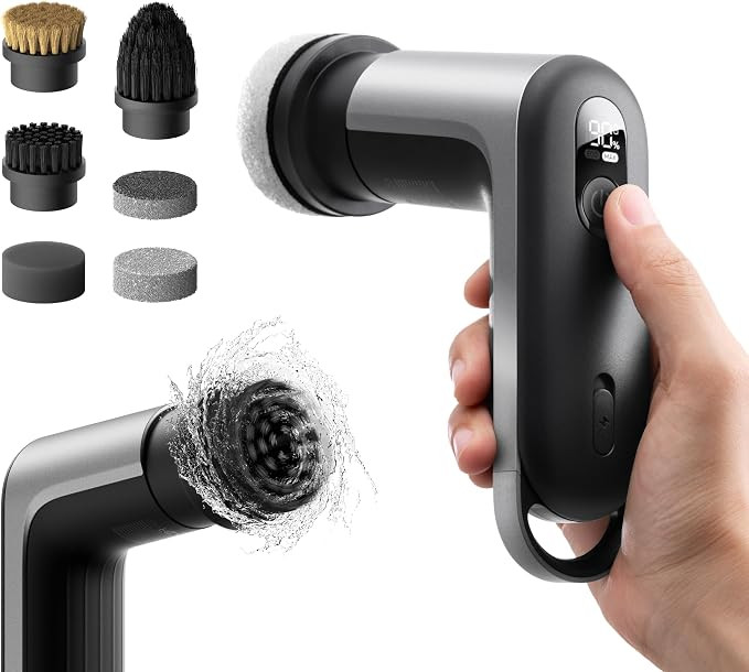 HOTO Grip™ Cordless Electric Spin Scrubber, IPX7 Waterproof, 6 Brush Heads | Lightweight at 0.6... | Amazon (US)