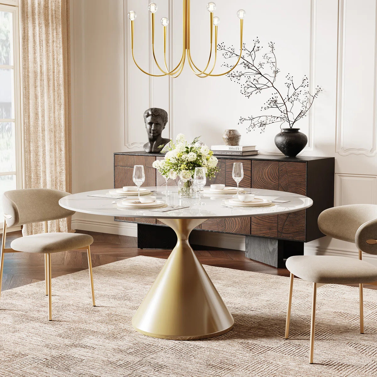 Suzzie 47" Sintered Stone Round Dining Table For 4-6 | Wayfair North America