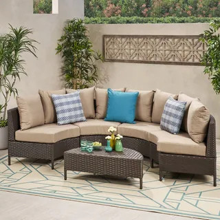 Newton Outdoor 4-seater Sectional Sofa Set by Christopher Knight Home | Bed Bath & Beyond