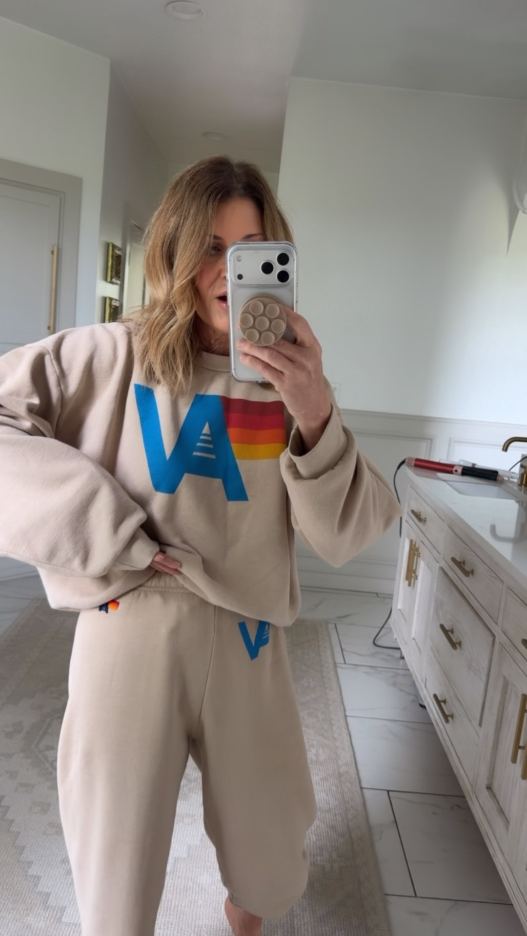 Wearing a small aviator nation logo top and bottom 

#LTKActive #LTKOver40