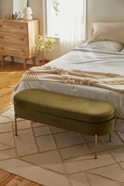 Corinne Velvet Storage Bench | Urban Outfitters (US and RoW)