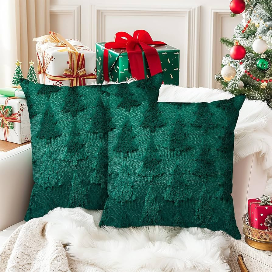 Brightown Christmas Tree 18x18 Throw Pillow Covers Set of 2, Soft Fluffy Pillowcases for Home Dec... | Amazon (US)