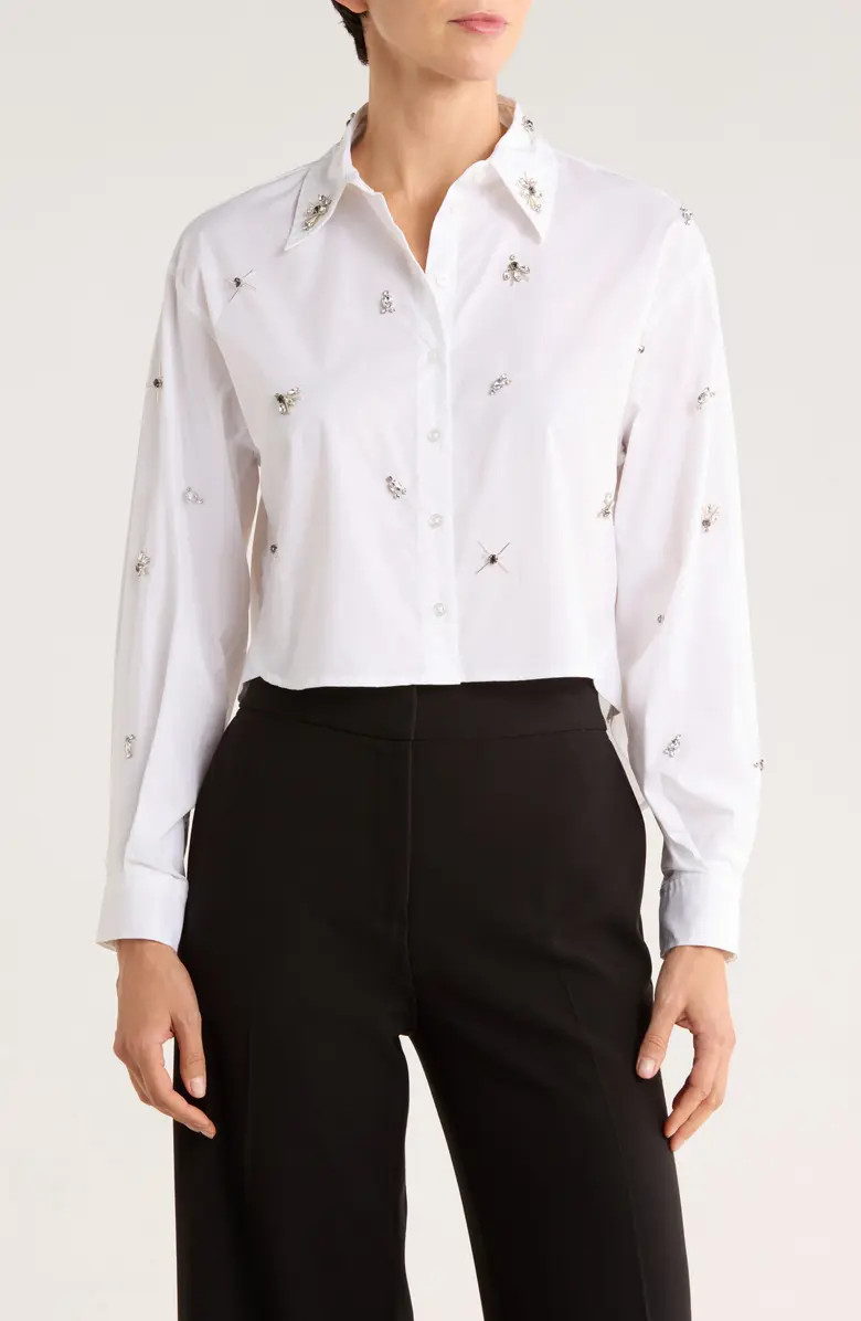 JASON WU Embellished Crop Button-Up Shirt | Nordstromrack | Nordstrom Rack