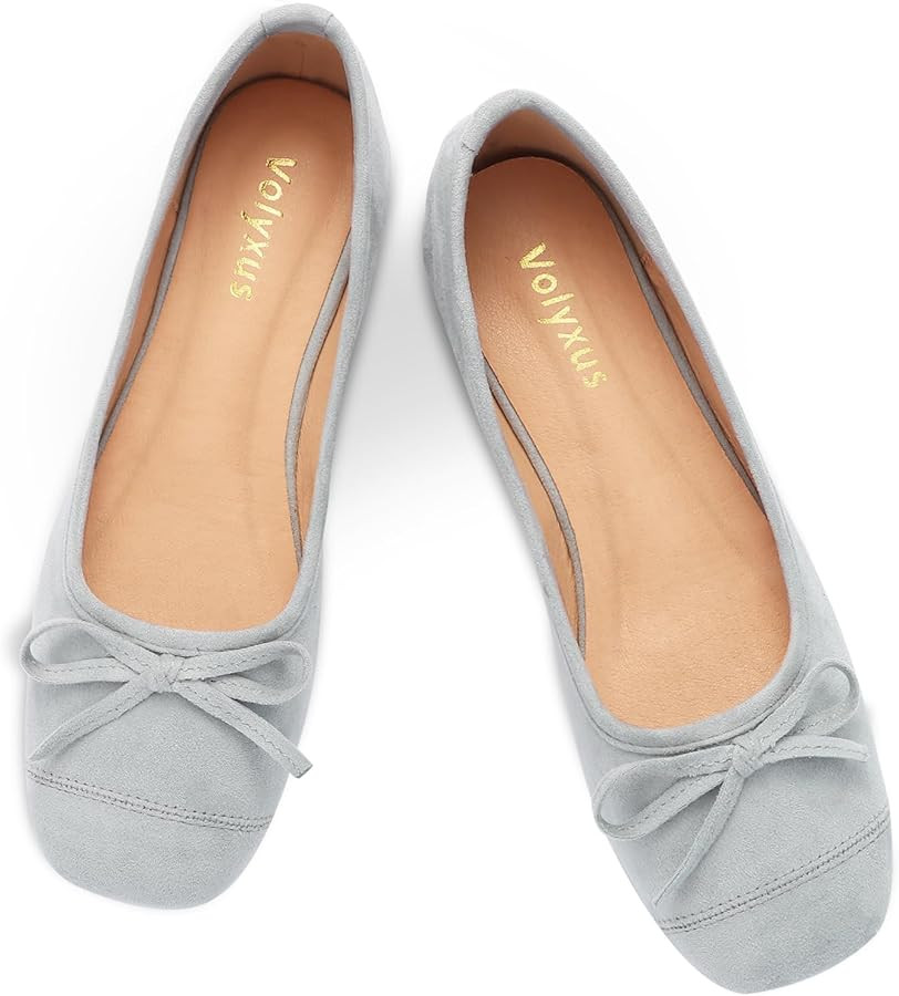 Women's Ballet Flats Cap Toe Bow Flats Two Tone Slip On Flats Comfort Square Toe Dressy Flat Shoe... | Amazon (US)