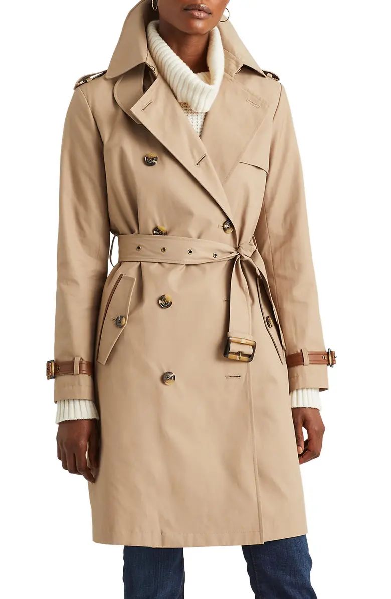 Lauren Ralph Lauren Double Breasted Cotton Blend Trench Coat | Nordstrom | Nordstrom