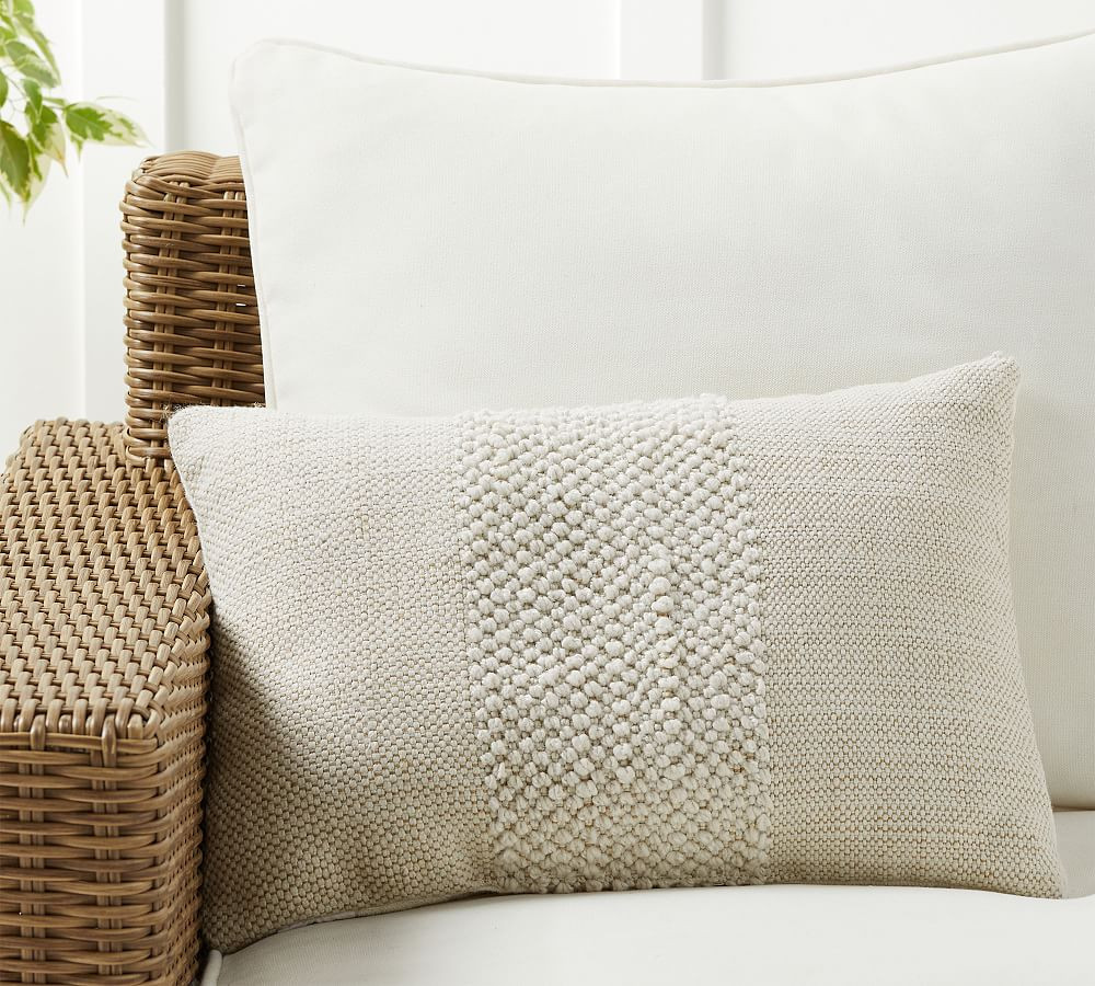 Delonee Handwoven Outdoor Lumbar Throw Pillow | Pottery Barn (US)