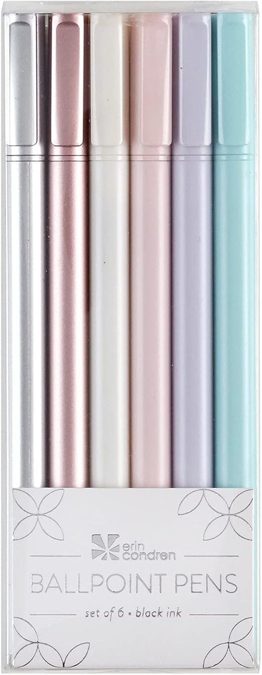 Ballpoint Pen Set 6 - Pack. Rich Black Ink with Smooth Finish and Ballpoint Pen Tip Perfect for N... | Amazon (US)