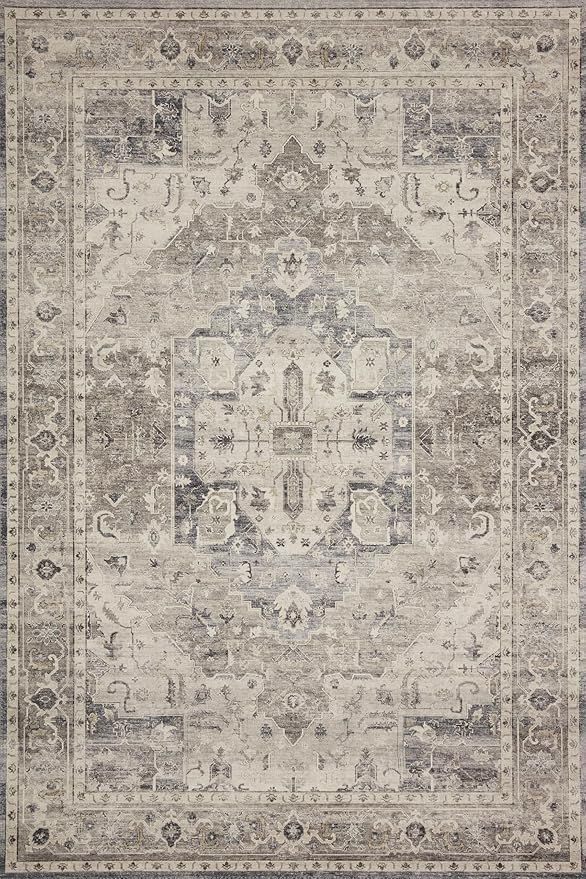 Loloi II Hathaway Collection HTH-05 Steel / Ivory 5'-0" x 7'-6", .25" Thick, Area Rug, Soft, Dura... | Amazon (US)
