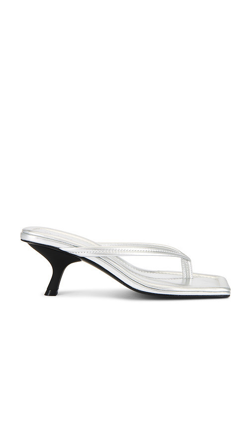 St. Agni Thong Detail Heel in Metallic Silver. Size 36. Also in 37, 38, 39, 40. | Revolve Clothing (Global)