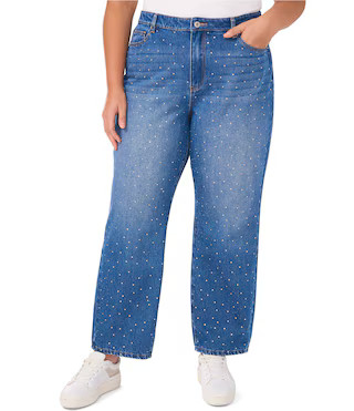 Plus Size Rhinestone Straight Leg Jean | Dillard's