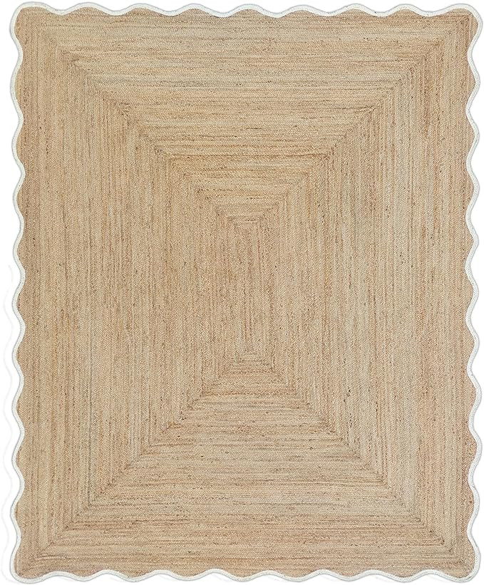 Weaving Village Wave Scalloped Natural Jute Rug Boho Area Rug Braided Rug, Coastal Farmhouse Scal... | Amazon (US)