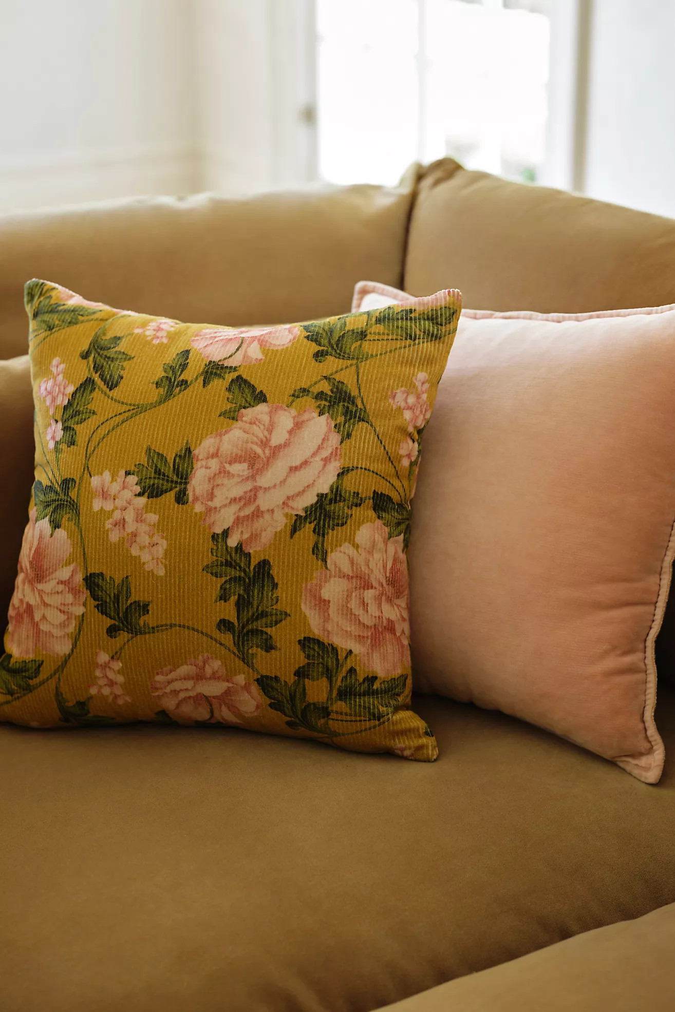 Celia Velvet Cord Floral Pillow | Anthropologie (US)