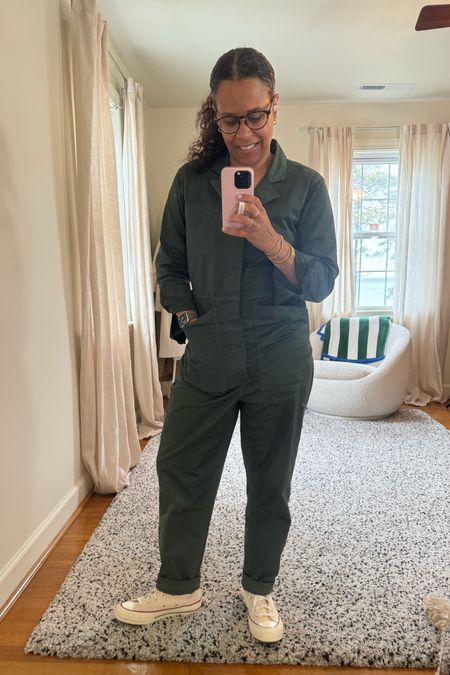 Get dressed quickly and still look presentable. I should start a series on that.😉😂
@alexmillny jumpsuits never disappoint. I could own them in a myriad of colors. 
This color is sold out, but the ecru color is soooo good. 
Tts 
Comfy stretch without losing its shape. 
Sneakers @converse size down one size 
Phone case can’t be linked use code happygocurly @loopycases for 10% off 

#LTKtravel #LTKshoecrush #LTKstyletip