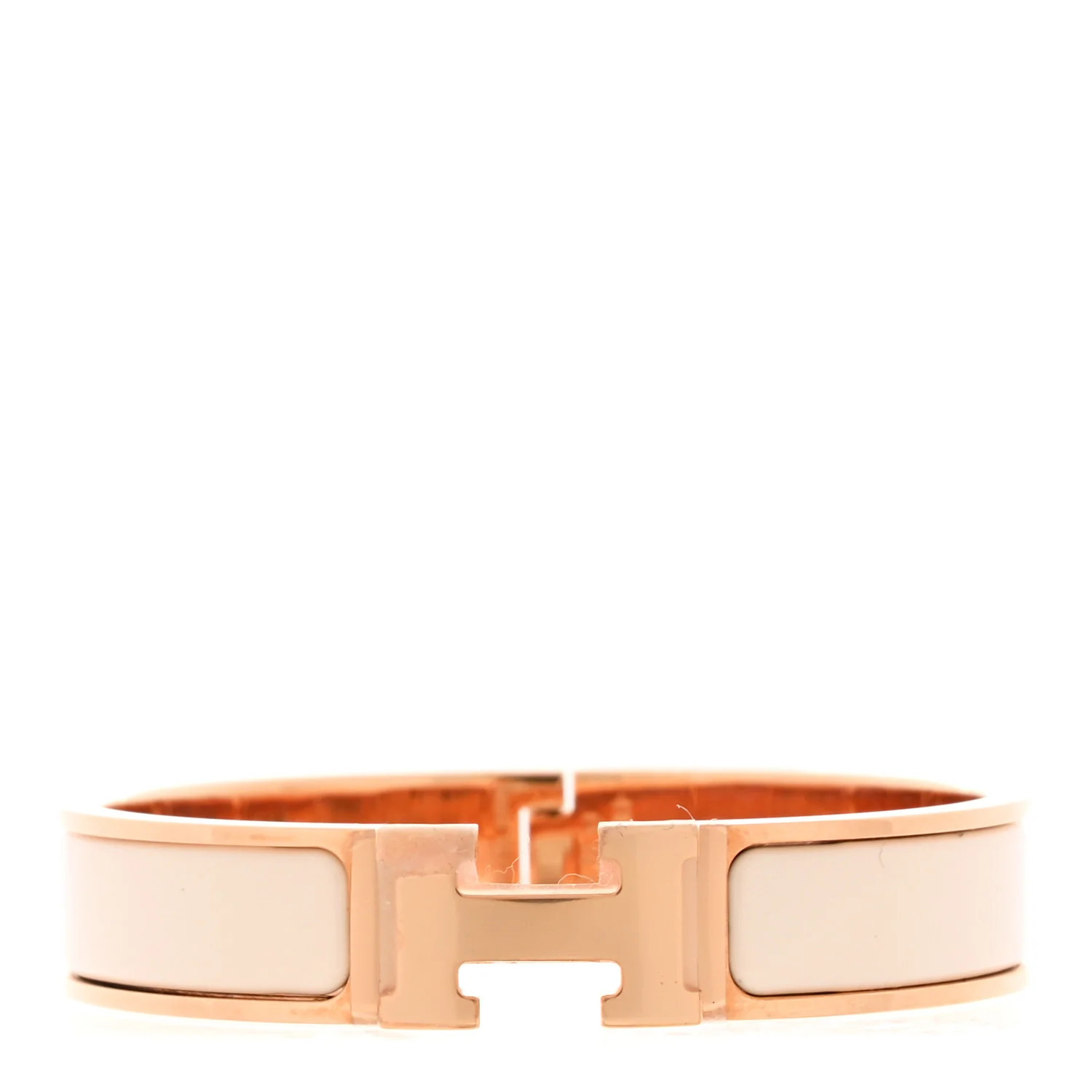 Hermes Enamel Narrow Clic Clac H Bracelet PM Creme | FASHIONPHILE (US)
