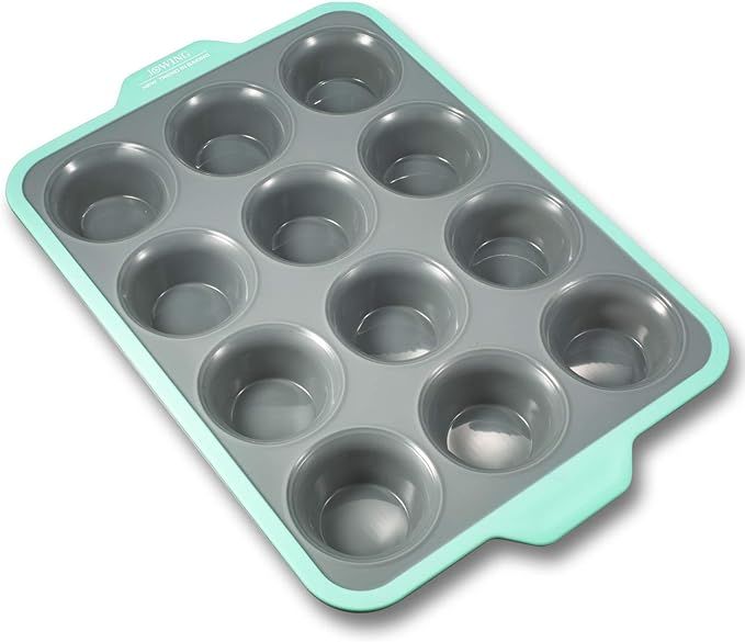 Premium Non-stick Silicone Cupcake Baking Pan with Ergonomics Grips, 12-cup Stainless Steel Core ... | Amazon (US)