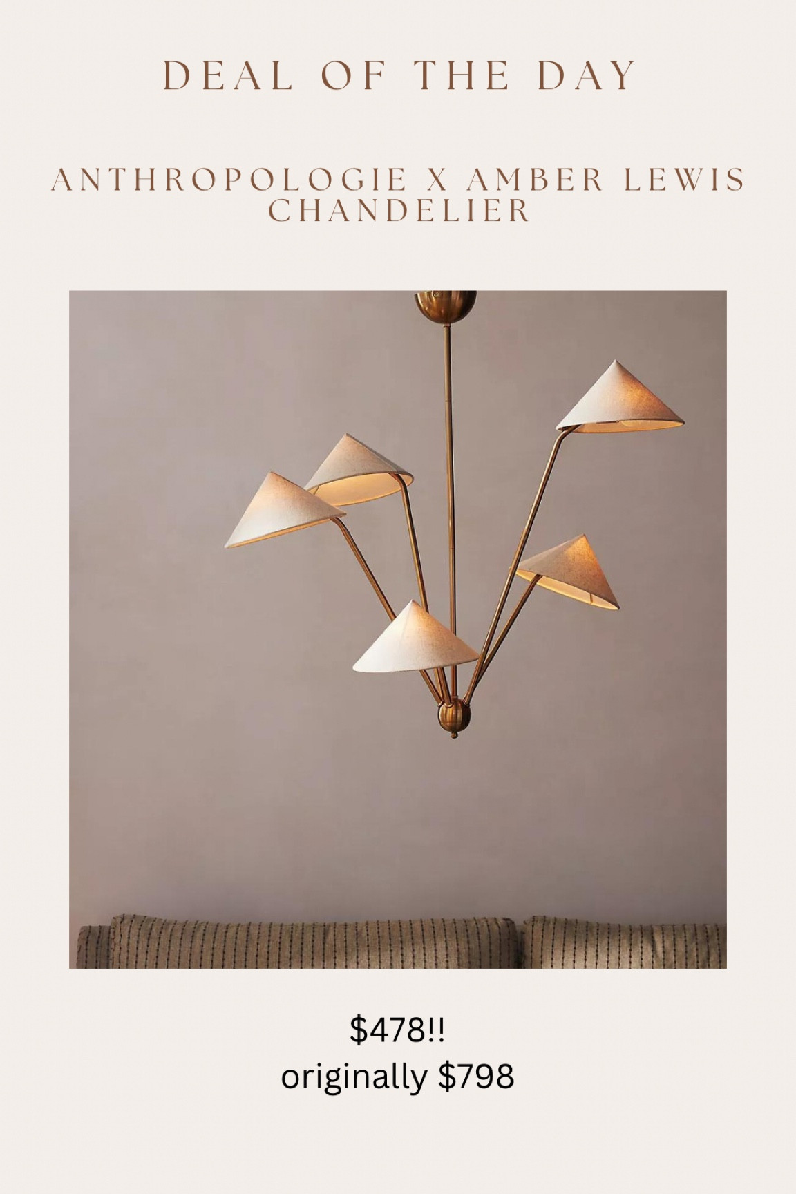 Amber Lewis (amber interiors) x anthropolgie chandelier on sale!! Best price I’ve ever seen for it 