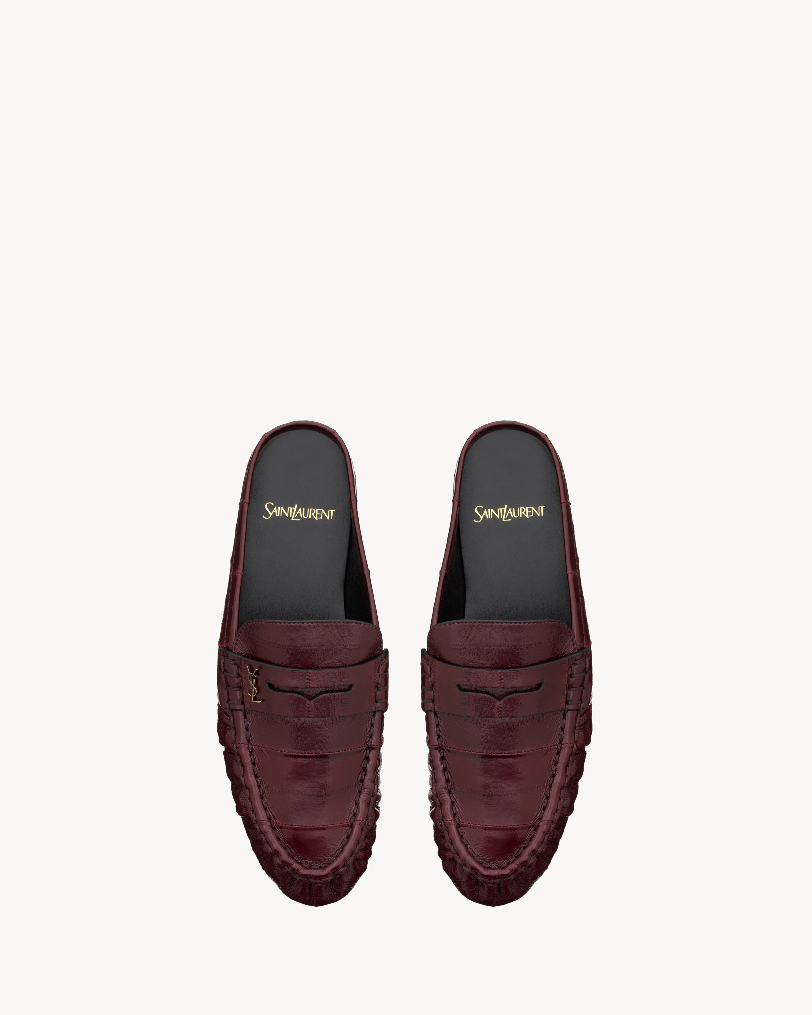 Saint Laurent Le Loafer Mules In Eel - Bordeaux - Women - 39 | Saint Laurent Inc. (Global)