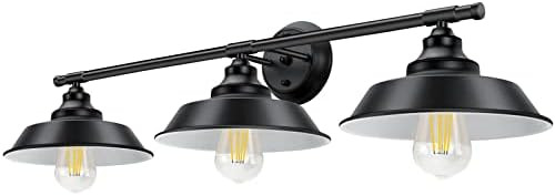 Farmhouse Rustic Vintage 3-Lights Vanity Wall Sconce Lighting, Elibbren E26 Base Metal Matte Blac... | Amazon (US)