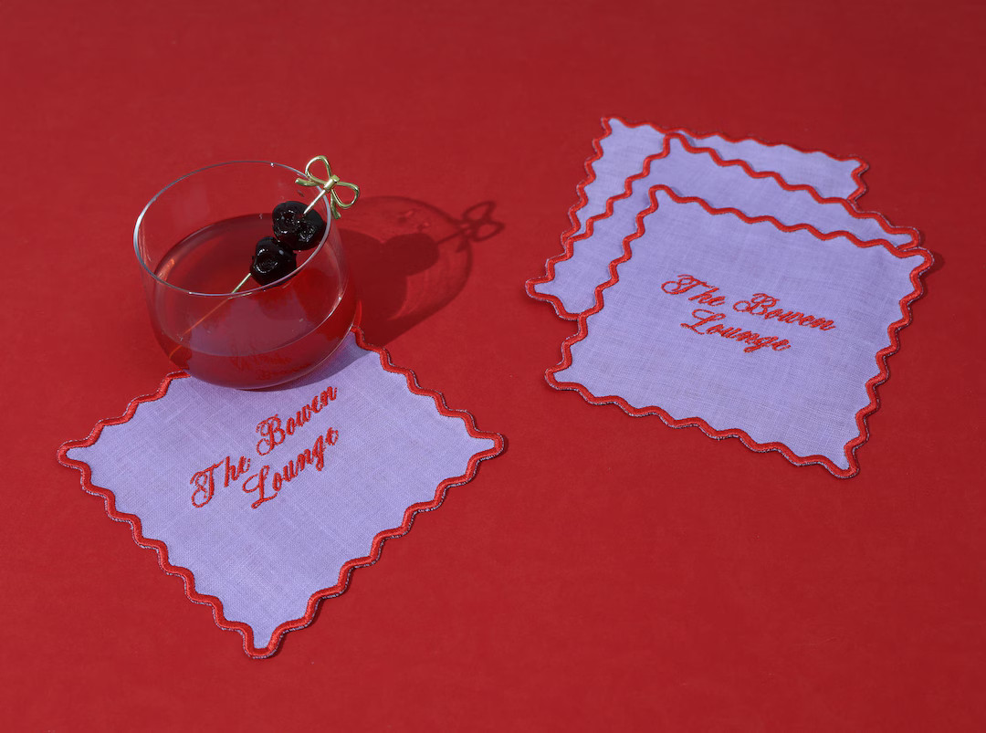 Personalized Linen Cocktail Napkins - Set of 4 - Etsy | Etsy (US)