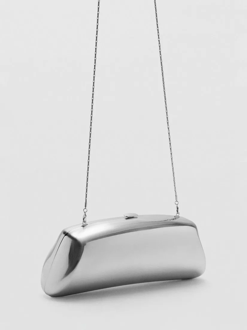 Mango Chain Strap Clutch Bag, Silver | John Lewis (UK)